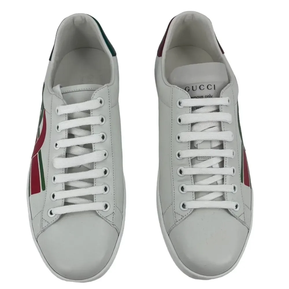 Gucci Ace Sneakers Men’s 7 White Metallic Leather Interlocking G New with Box - Picture 3 of 12